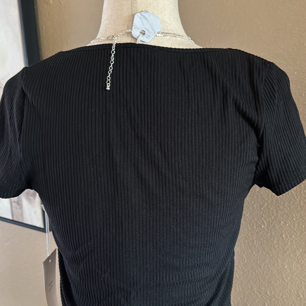 Crop rhinestone lace up top in black - Picture 6 of 6